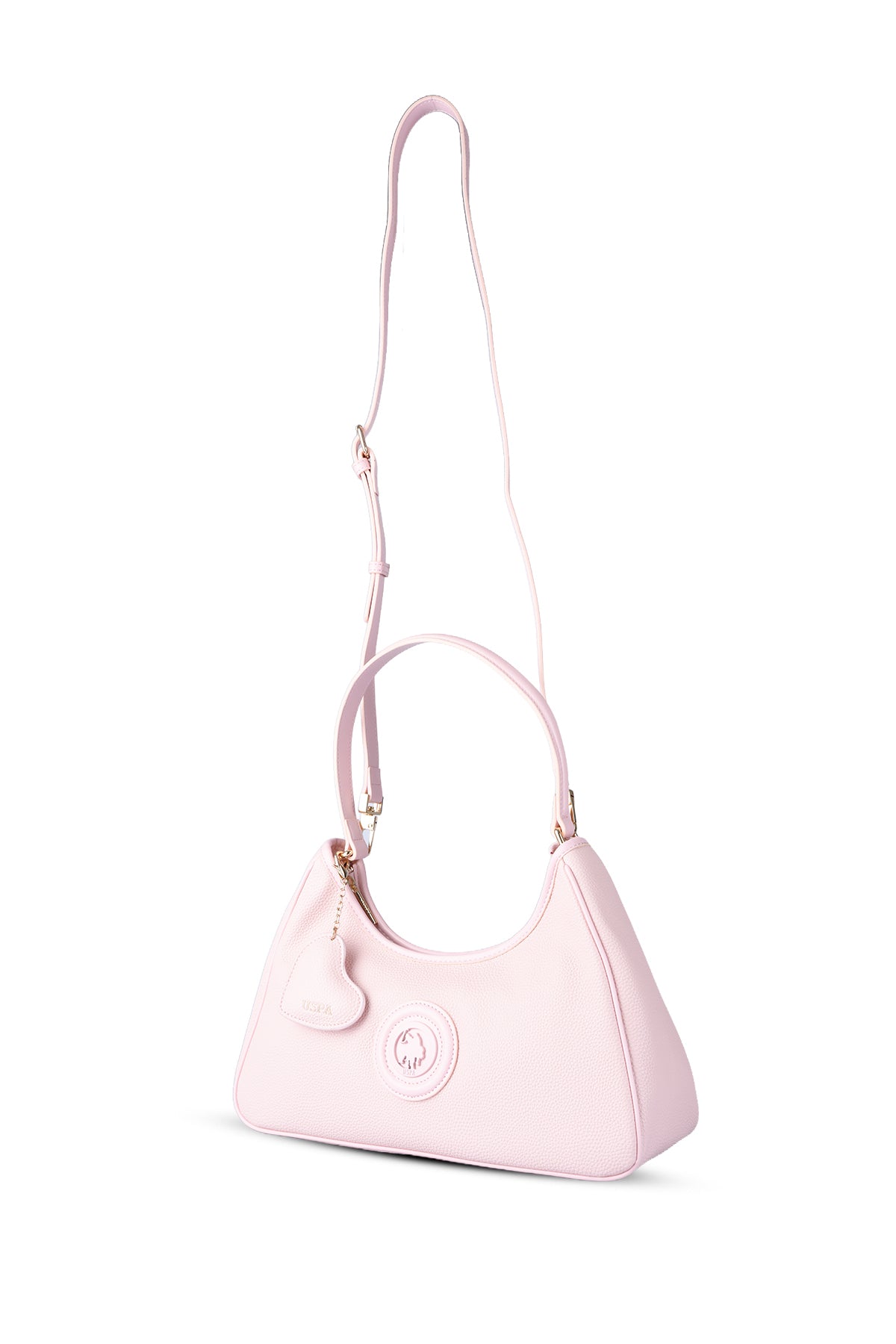 U.S. Polo Assn., Geanta de piele ecologica cu bareta de umar, Roz pastel