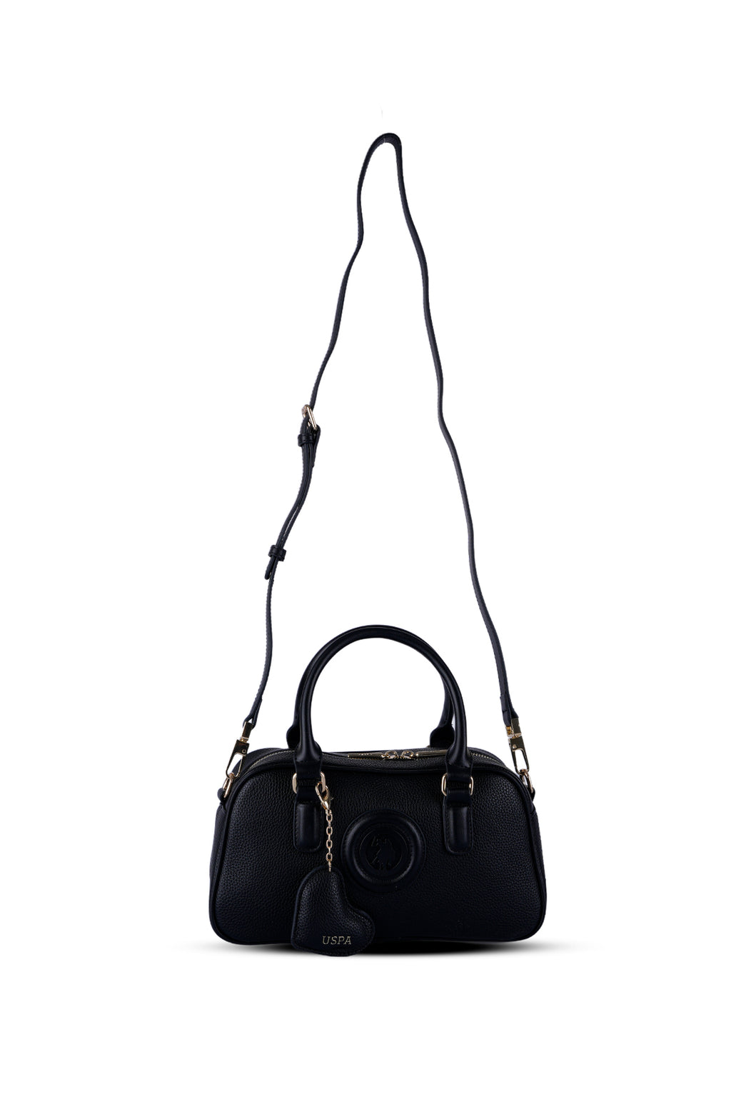 U.S. Polo Assn., Geanta de piele ecologica cu bareta, Negru