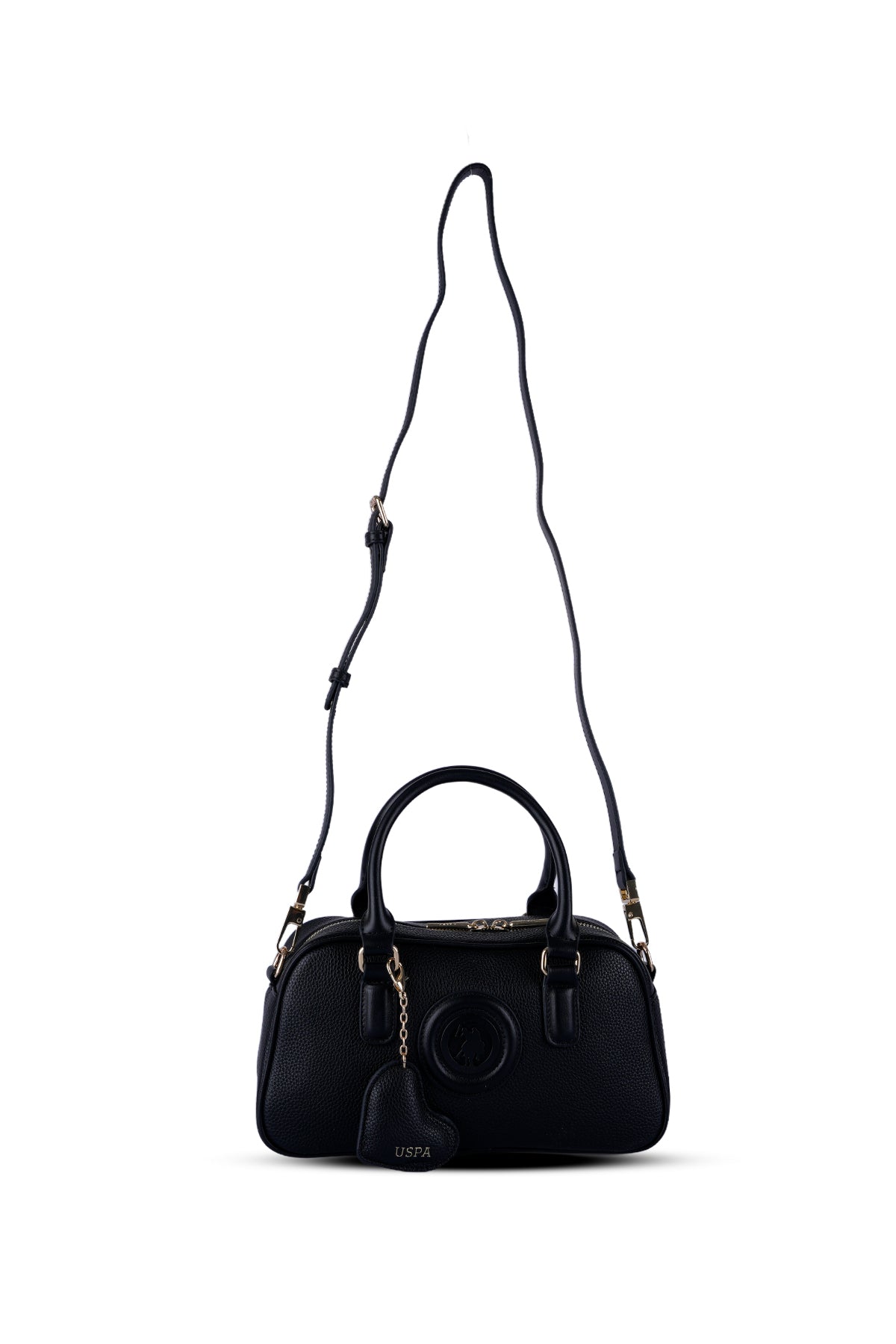 U.S. Polo Assn., Geanta de piele ecologica cu bareta, Negru