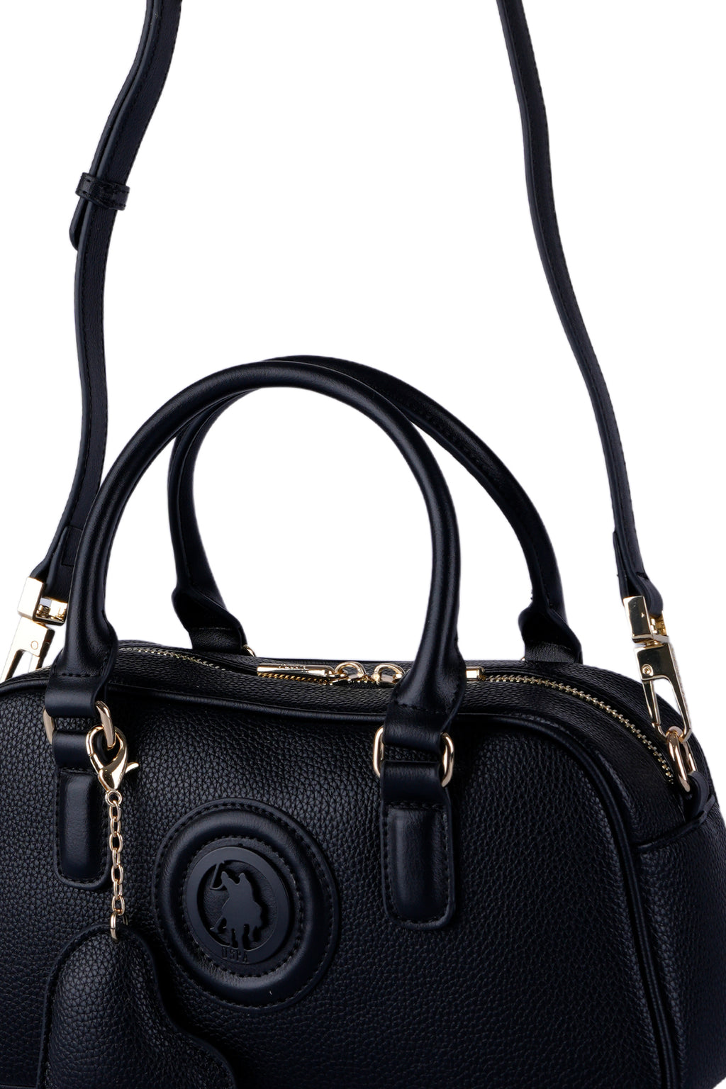 U.S. Polo Assn., Geanta de piele ecologica cu bareta, Negru