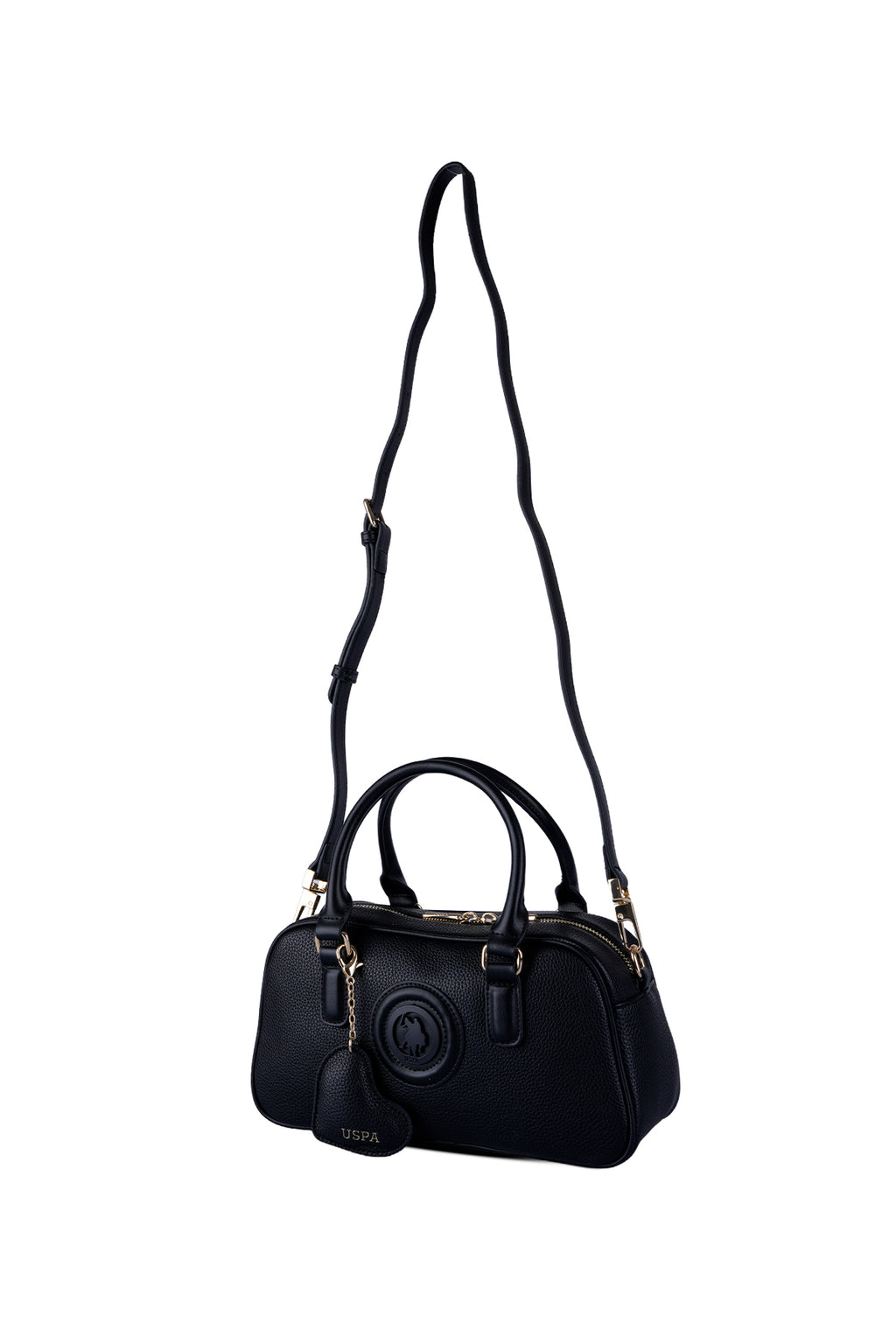 U.S. Polo Assn., Geanta de piele ecologica cu bareta, Negru