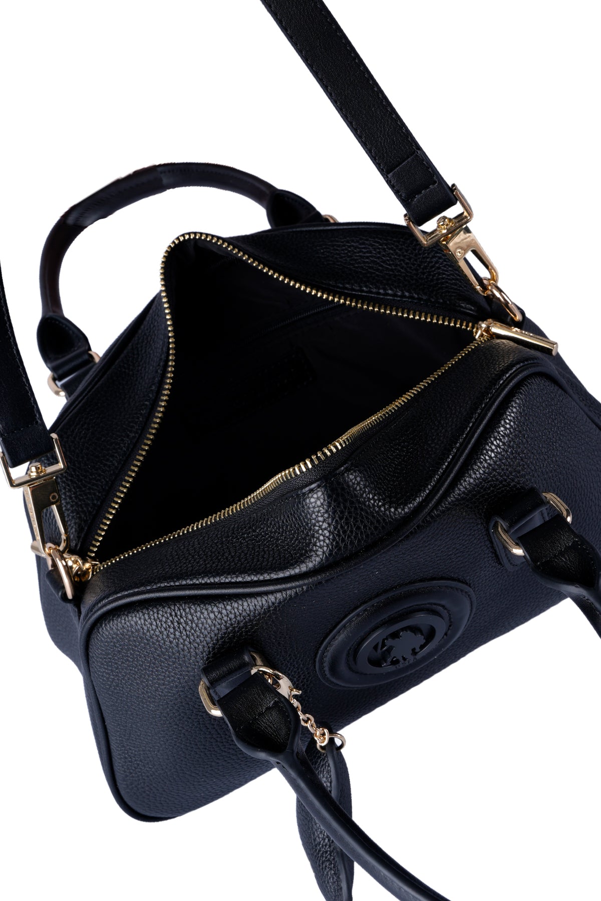 U.S. Polo Assn., Geanta de piele ecologica cu bareta, Negru