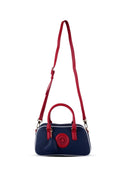 U.S. Polo Assn., Geanta de piele ecologica cu bareta, Rosu, Alb, Bleumarin