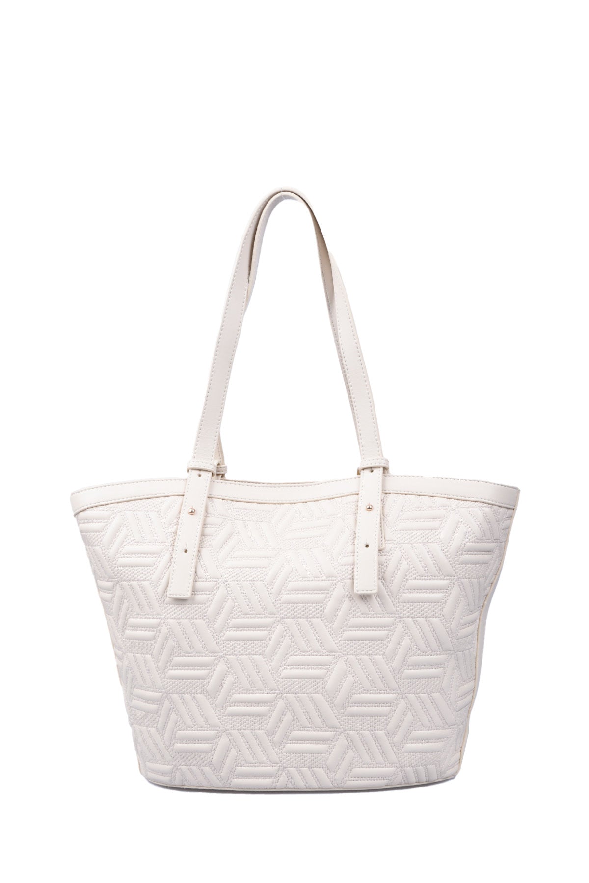 U.S. Polo Assn., Geanta shopper cu model in relief, Crem
