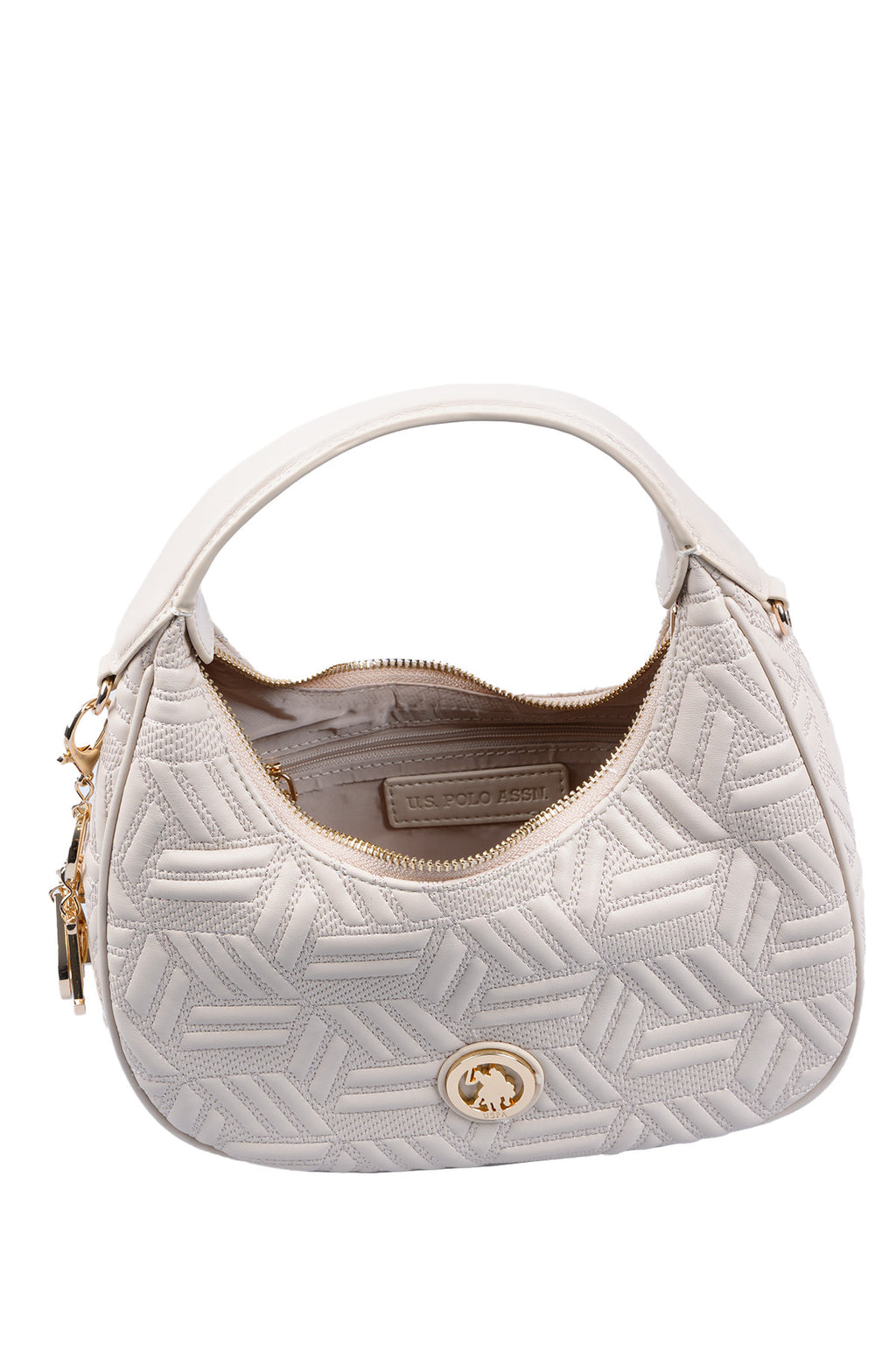 U.S. Polo Assn., Geanta de piele ecologica cu maner, Crem