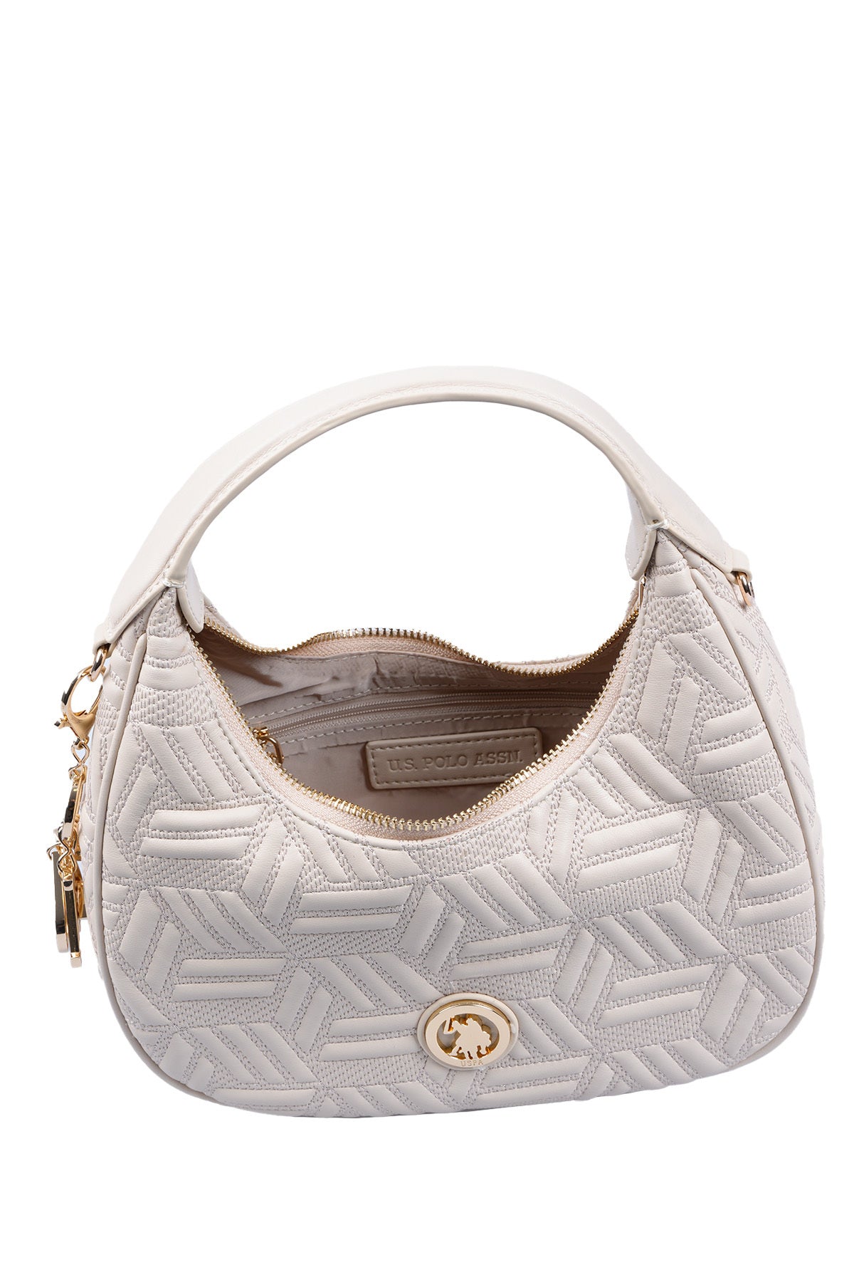 U.S. Polo Assn., Geanta de piele ecologica cu maner, Crem