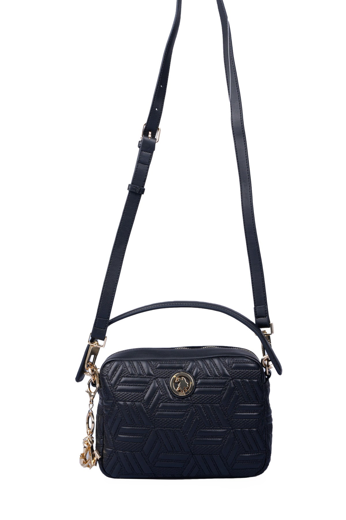 U.S. Polo Assn., Geanta crossbody texturata de piele ecologica, Negru