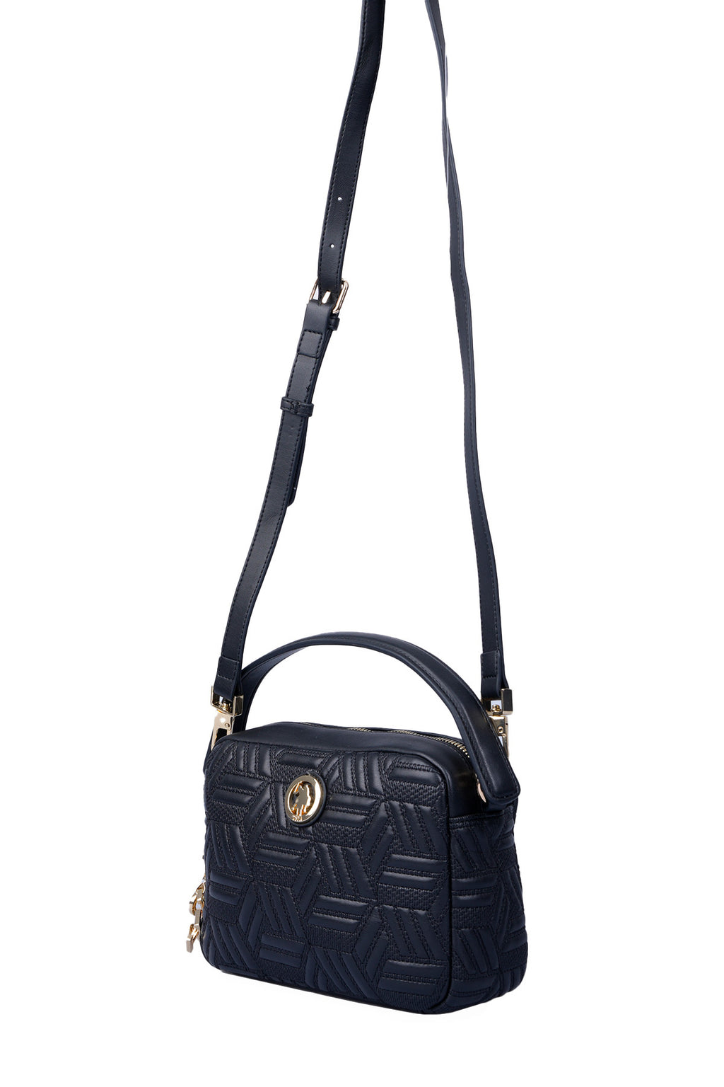 U.S. Polo Assn., Geanta crossbody texturata de piele ecologica, Negru