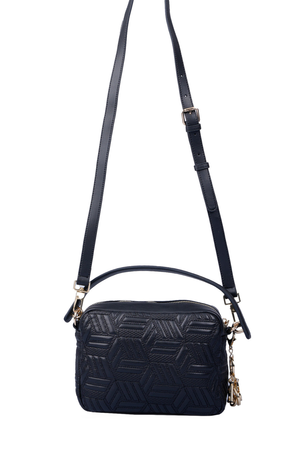 U.S. Polo Assn., Geanta crossbody texturata de piele ecologica, Negru