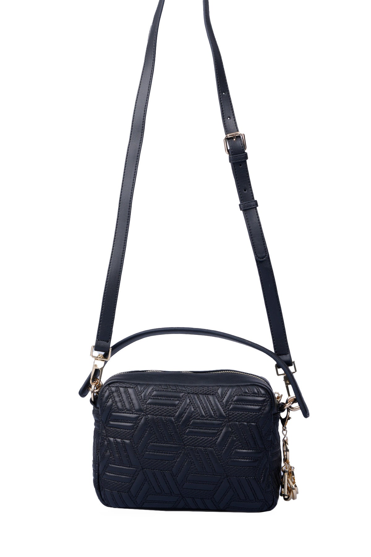 U.S. Polo Assn., Geanta crossbody texturata de piele ecologica, Negru