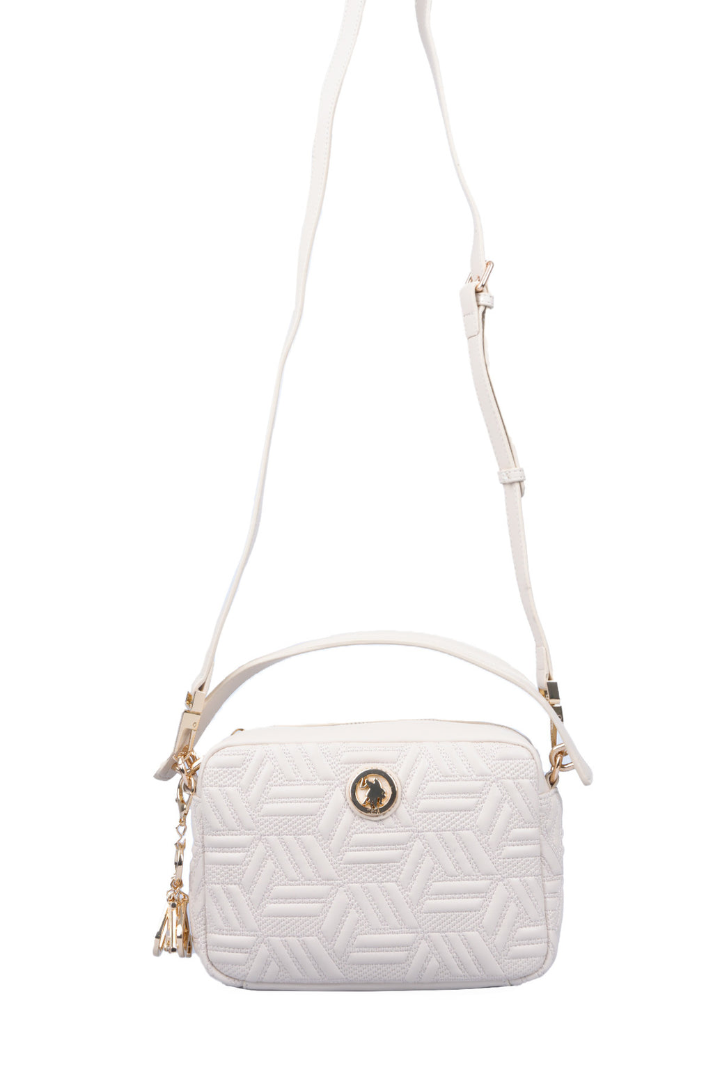 U.S. Polo Assn., Geanta crossbody texturata de piele ecologica, Crem