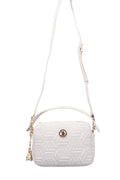 U.S. Polo Assn., Geanta crossbody texturata de piele ecologica, Crem