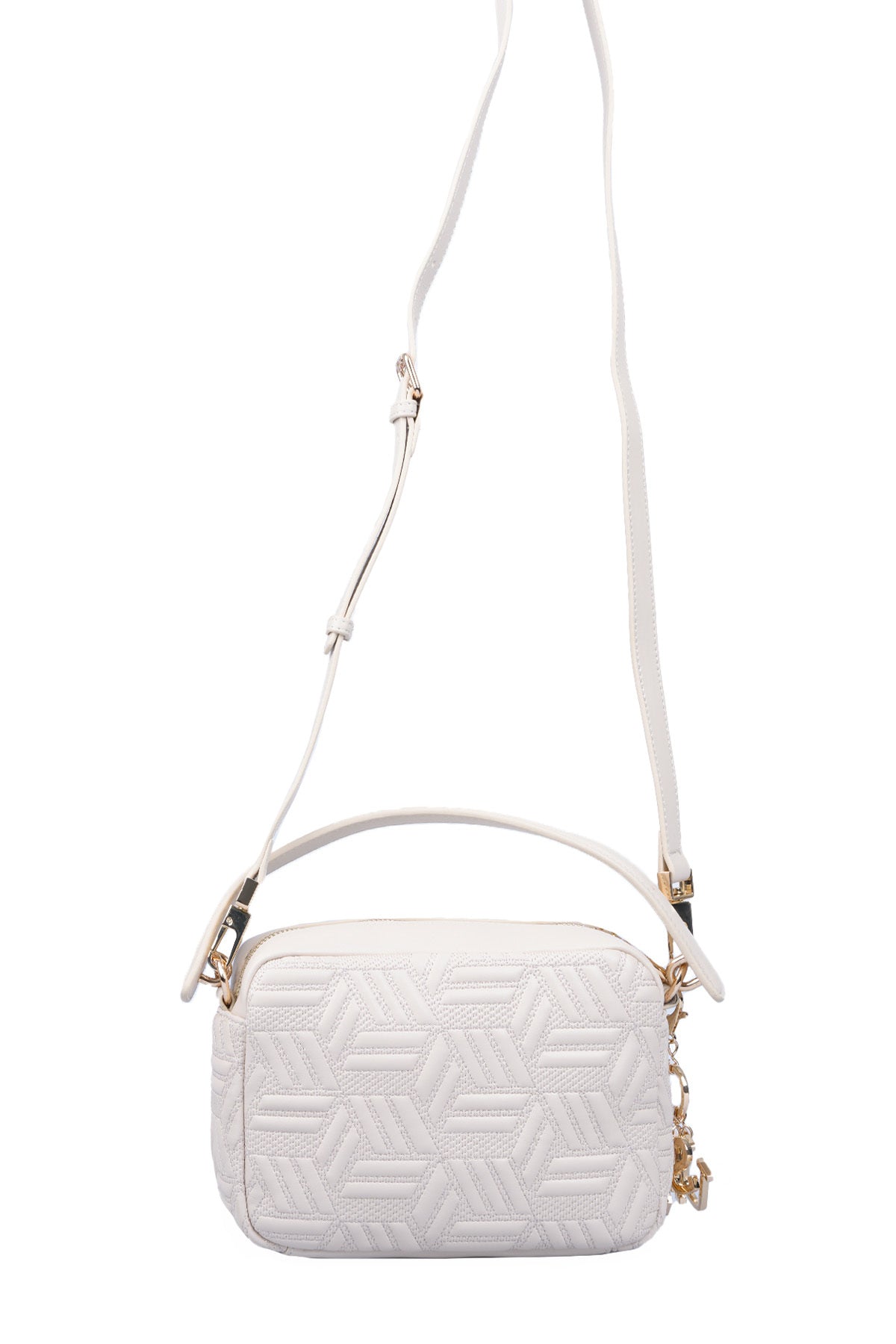 U.S. Polo Assn., Geanta crossbody texturata de piele ecologica, Crem
