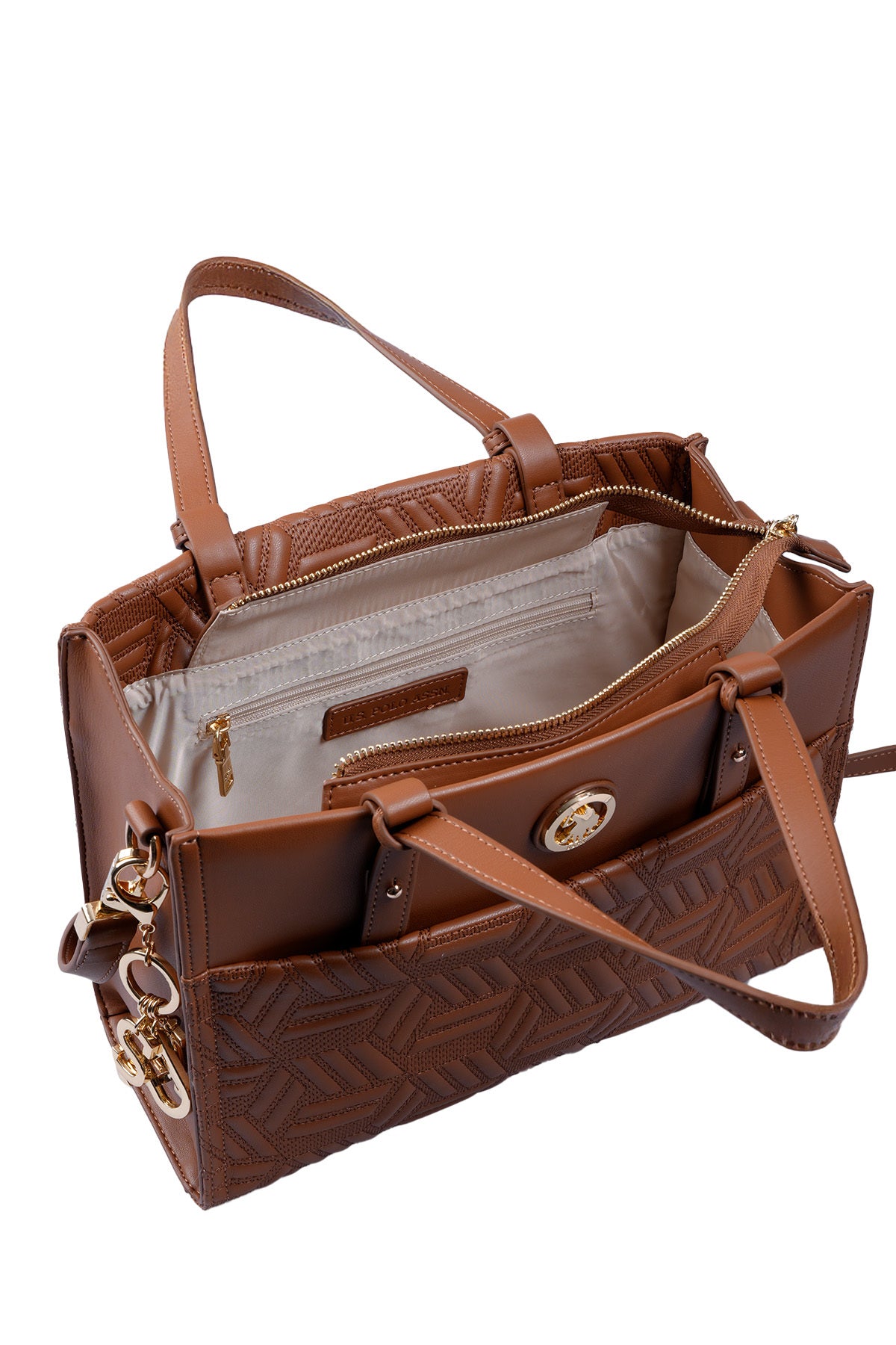 U.S. Polo Assn., Geanta tote de piele ecologica, Maro scortisoara