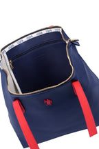 U.S. Polo Assn., Geanta shopper cu logo, Rosu, Bleumarin
