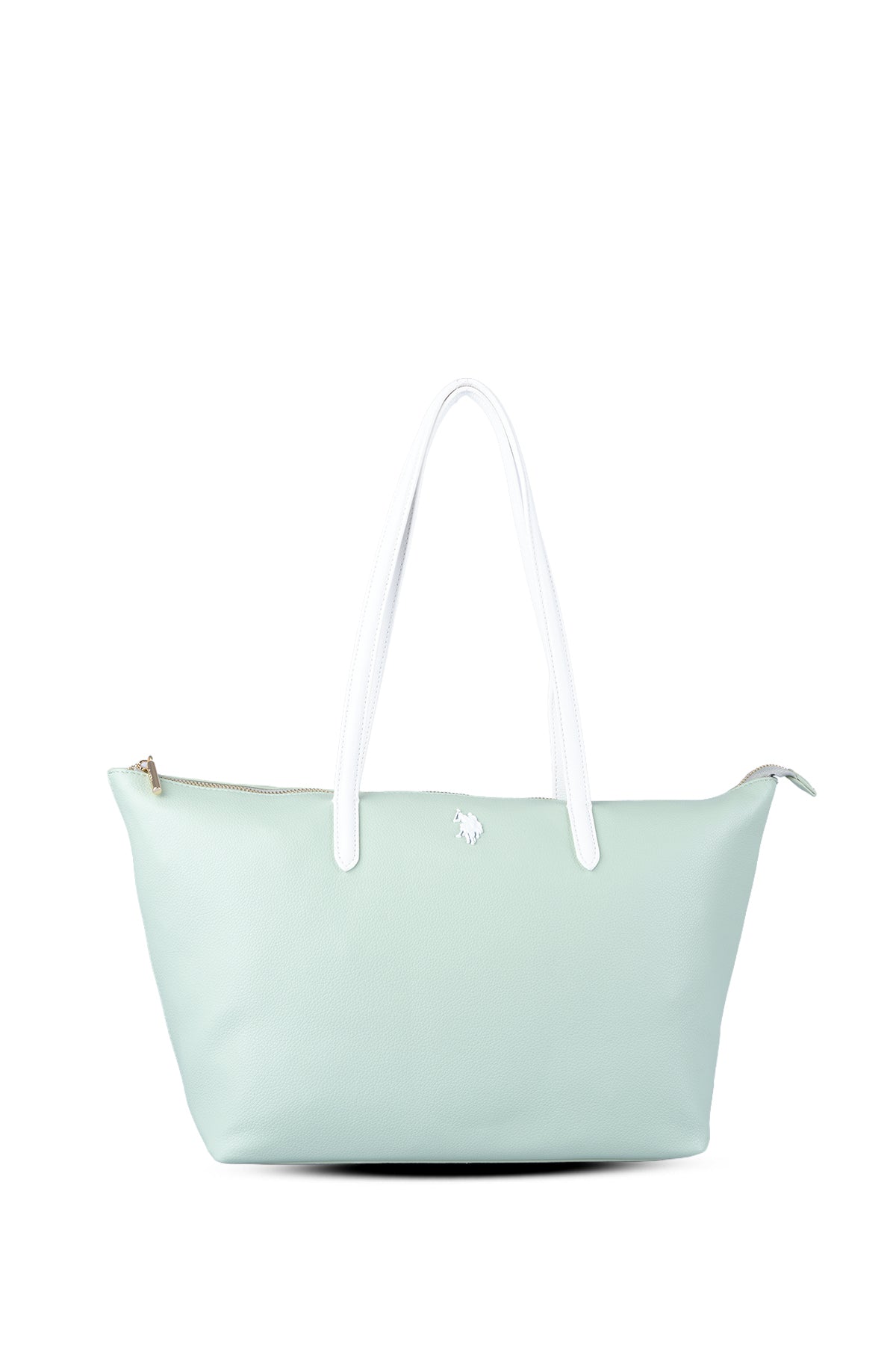 U.S. Polo Assn., Geanta shopper cu logo, Alb, Verde menta
