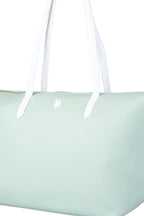 U.S. Polo Assn., Geanta shopper cu logo, Alb, Verde menta