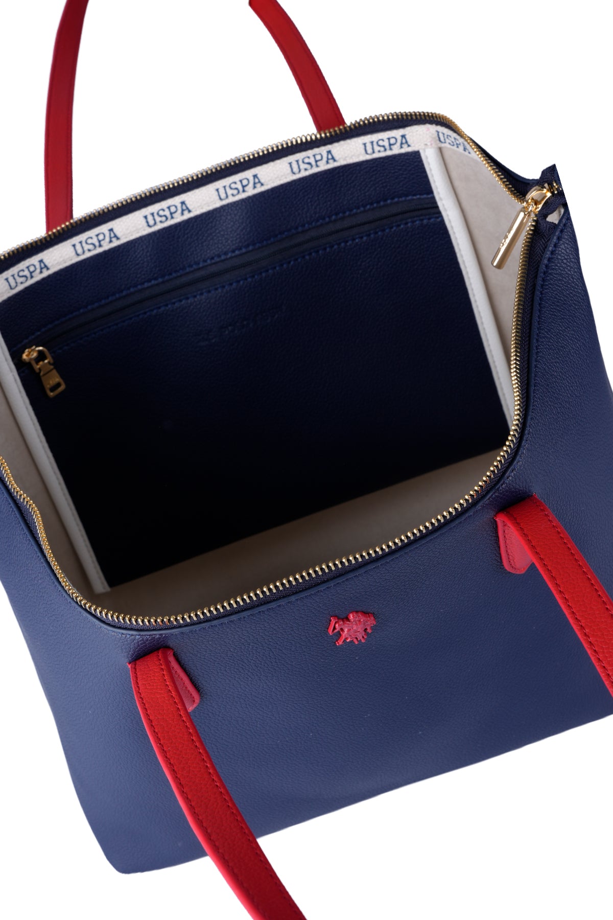 U.S. Polo Assn., Geanta shopper cu logo, Rosu, Bleumarin