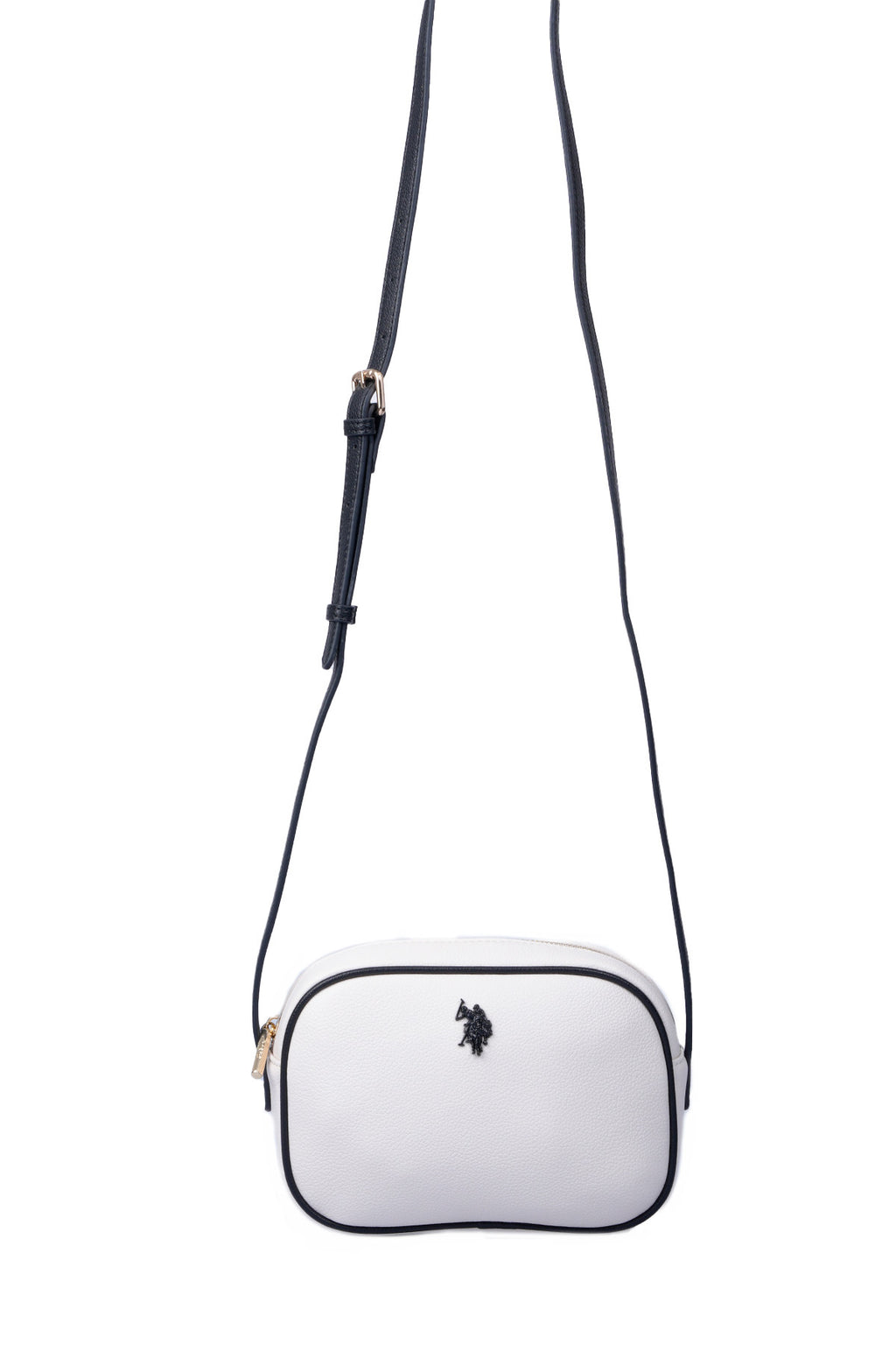 U.S. Polo Assn., Geanta crossbody de piele ecologica, Alb, Negru