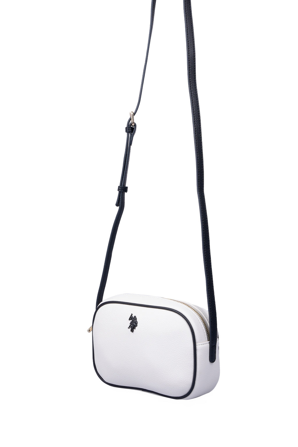 U.S. Polo Assn., Geanta crossbody de piele ecologica, Alb, Negru