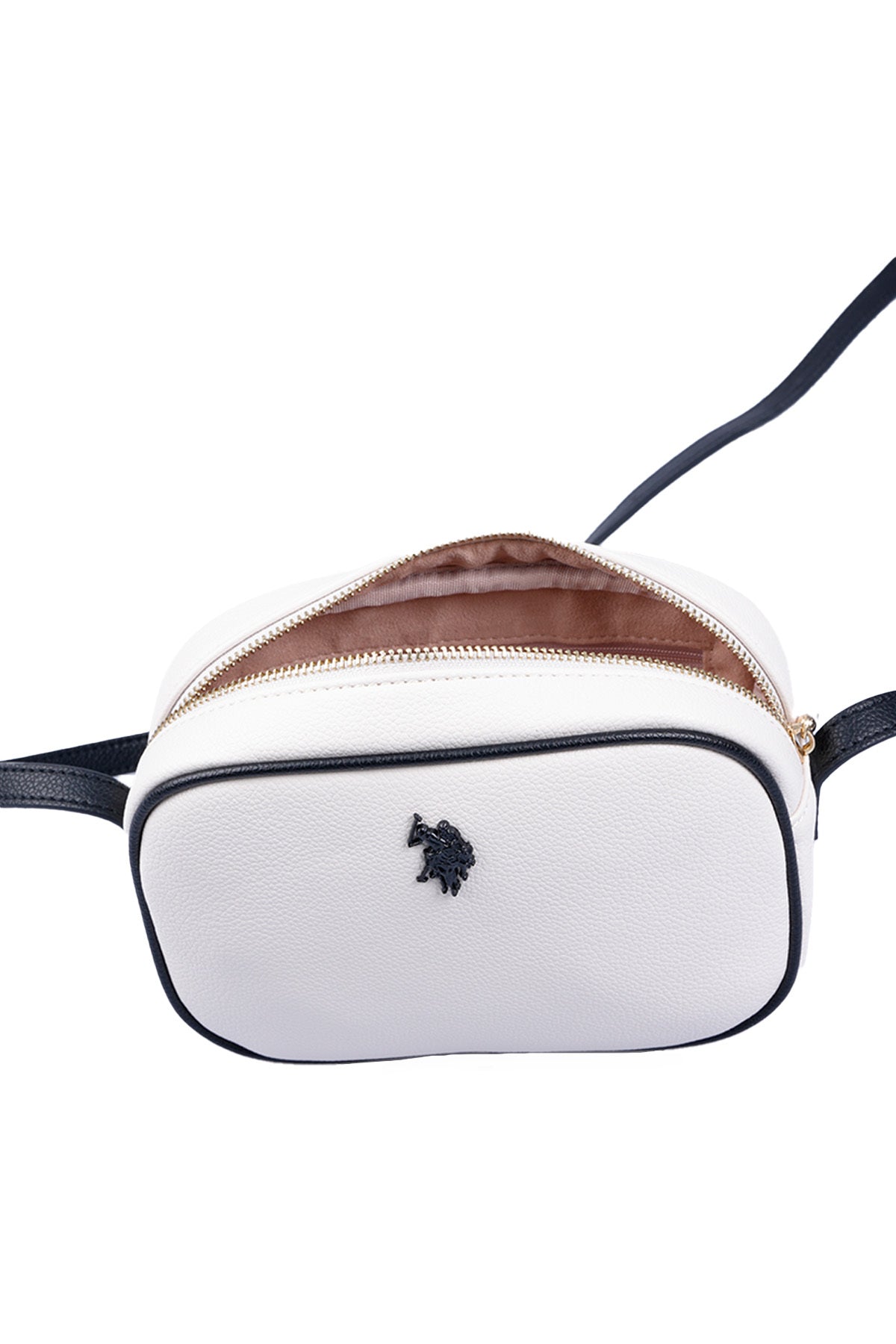 U.S. Polo Assn., Geanta crossbody de piele ecologica, Alb, Negru