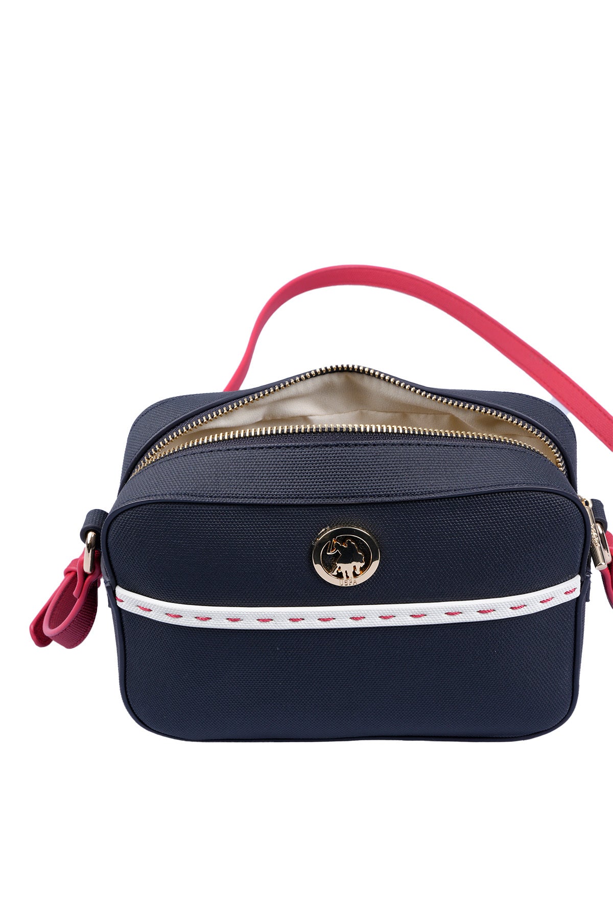 U.S. Polo Assn., Geanta crossbody cu logo, Rosu, Alb, Bleumarin