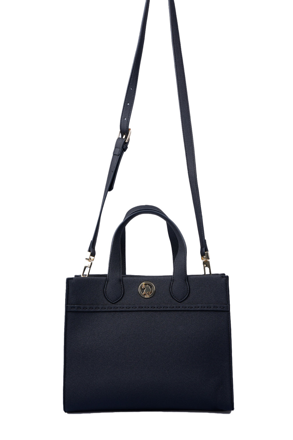 U.S. Polo Assn., Geanta de piele ecologica cu bareta, Negru