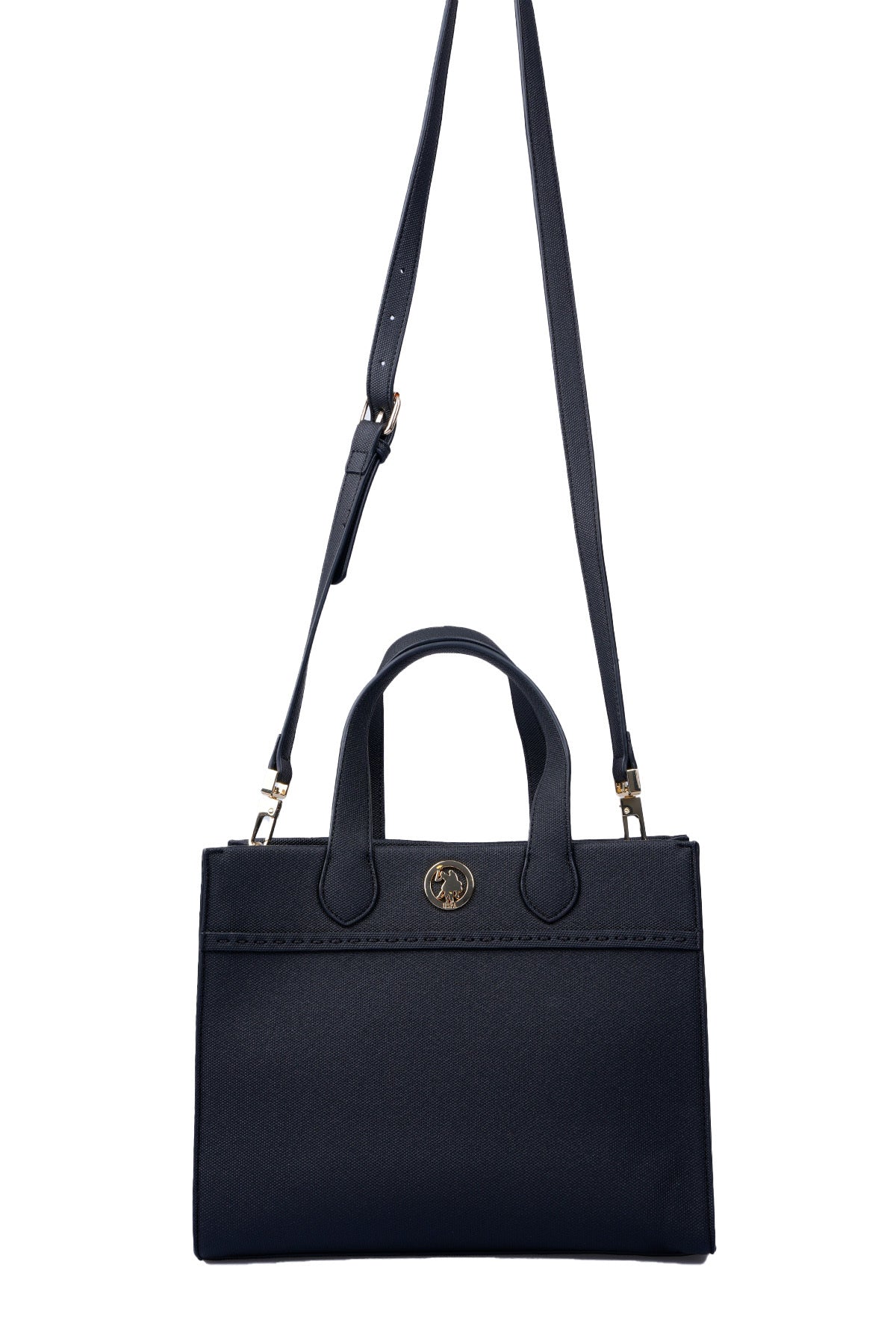 U.S. Polo Assn., Geanta de piele ecologica cu bareta, Negru