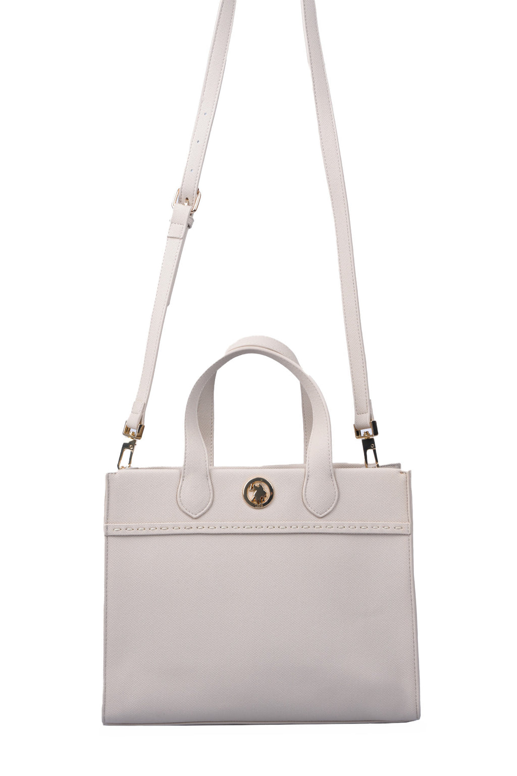U.S. Polo Assn., Geanta de piele ecologica cu bareta, Alb fildes