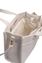 U.S. Polo Assn., Geanta de piele ecologica cu bareta, Alb fildes