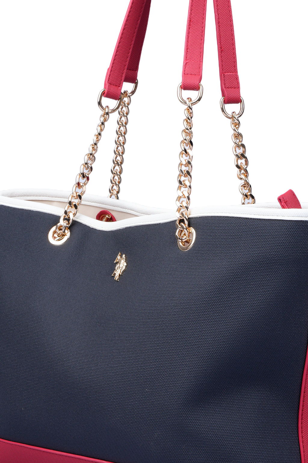 U.S. Polo Assn., Geanta tote cu logo, Rosu, Alb, Bleumarin