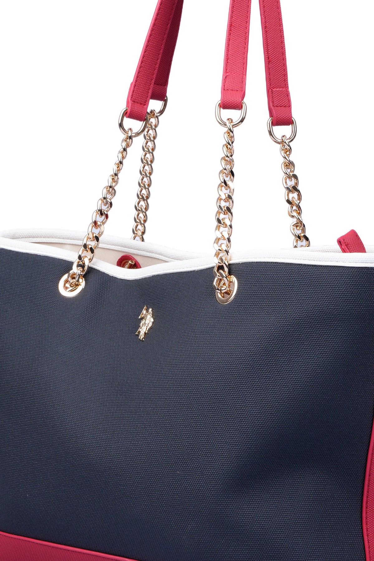 U.S. Polo Assn., Geanta tote cu logo, Rosu, Alb, Bleumarin