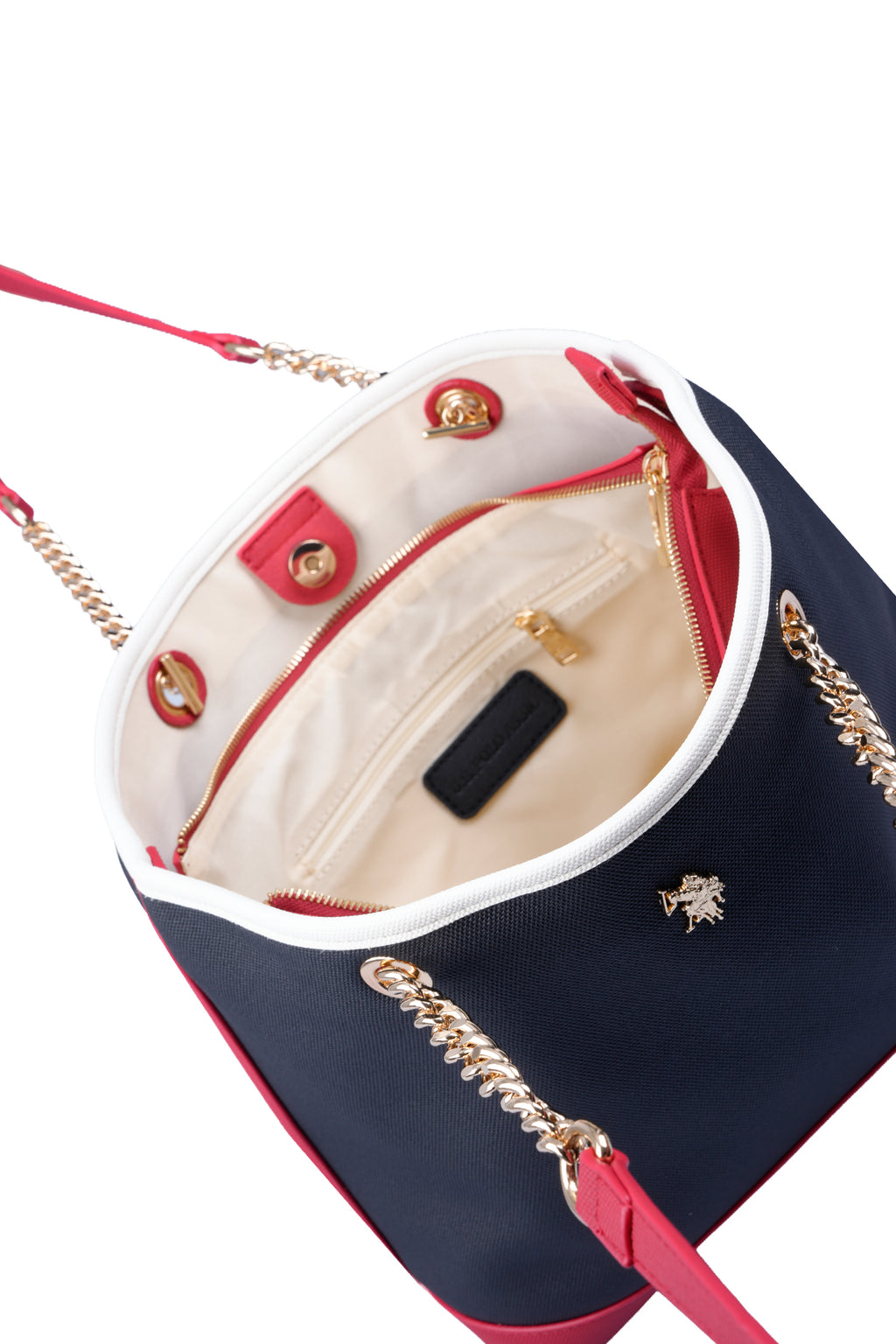 U.S. Polo Assn., Geanta tote cu logo, Rosu, Alb, Bleumarin