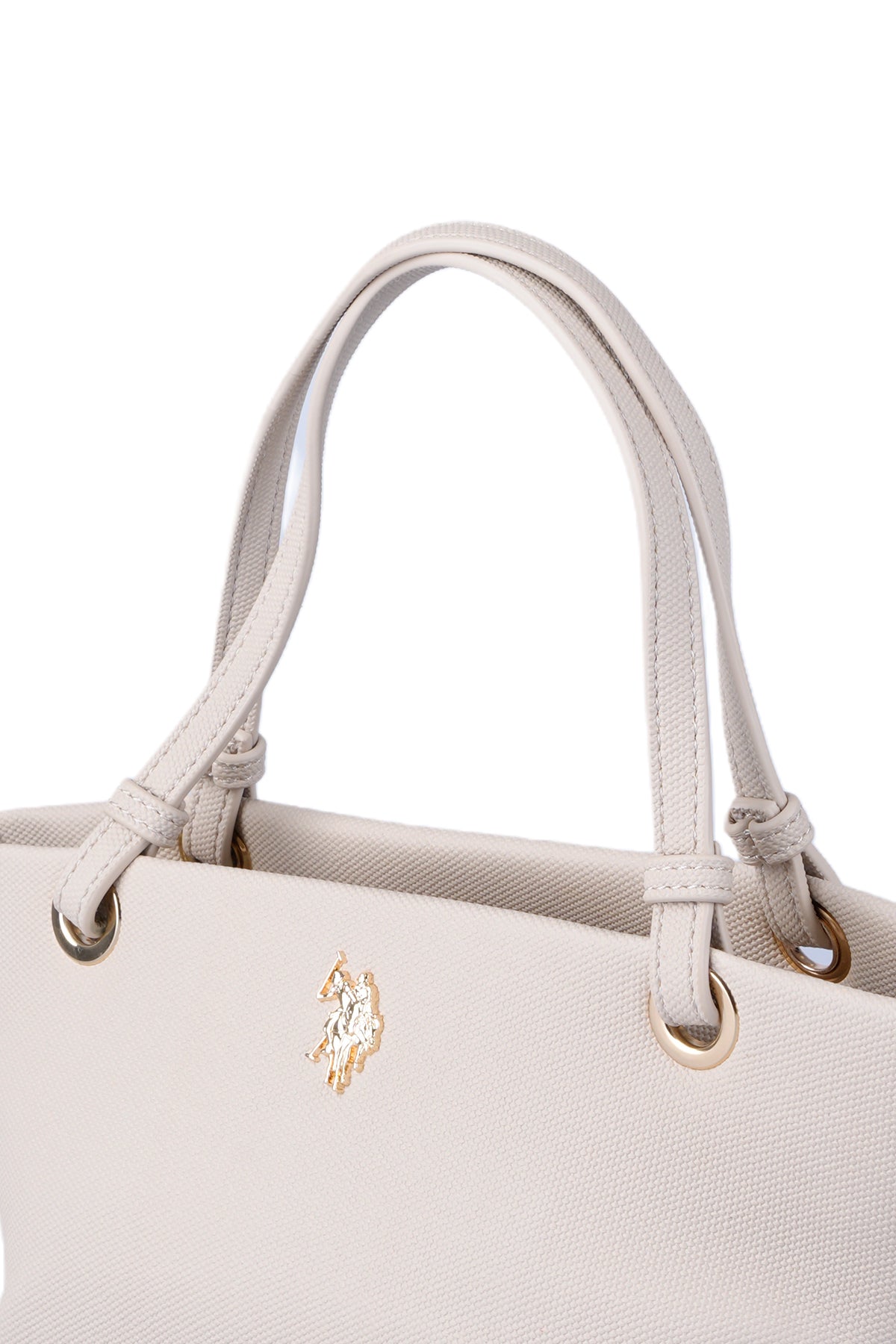U.S. Polo Assn., Geanta cu maner si logo, Alb fildes