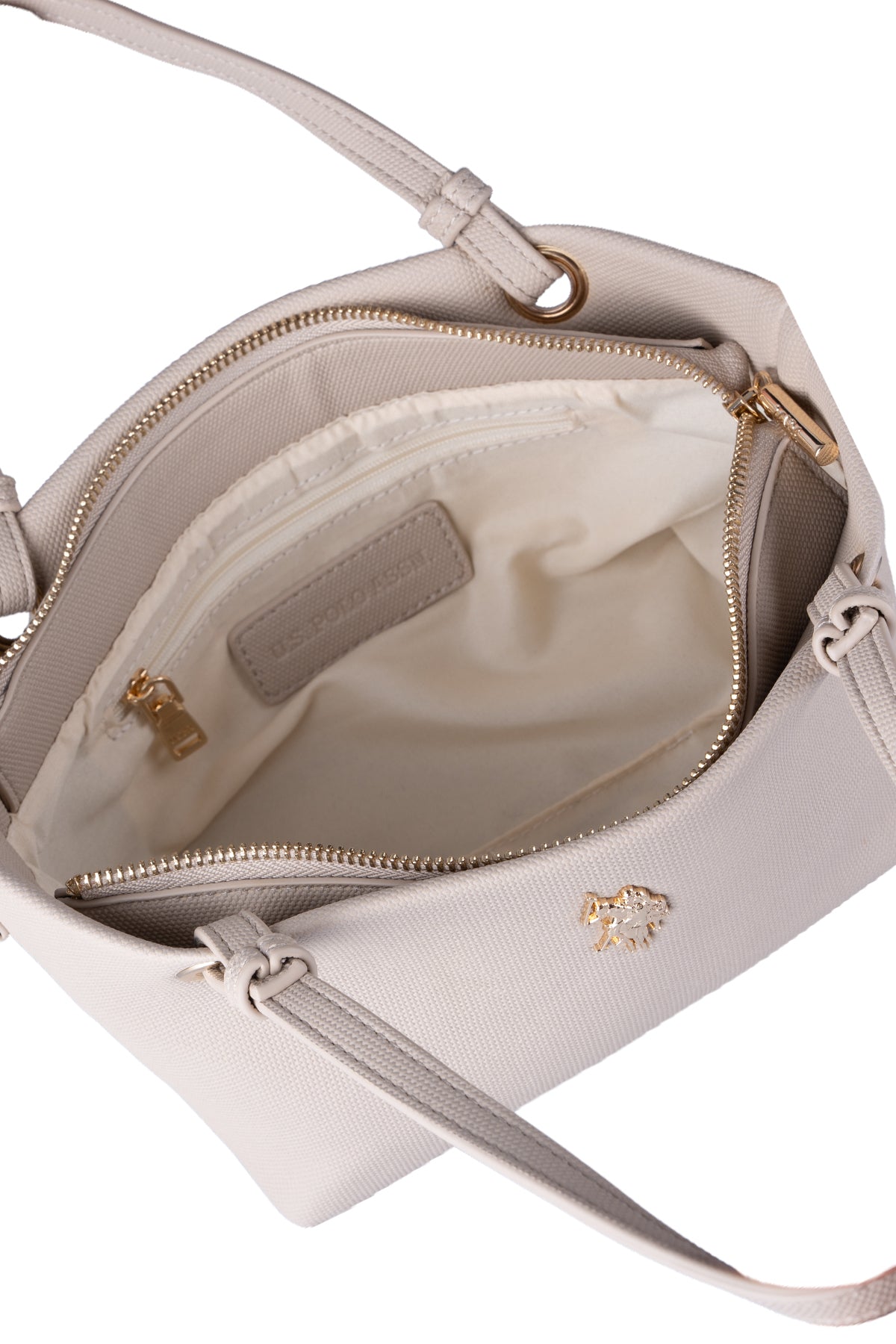 U.S. Polo Assn., Geanta cu maner si logo, Alb fildes