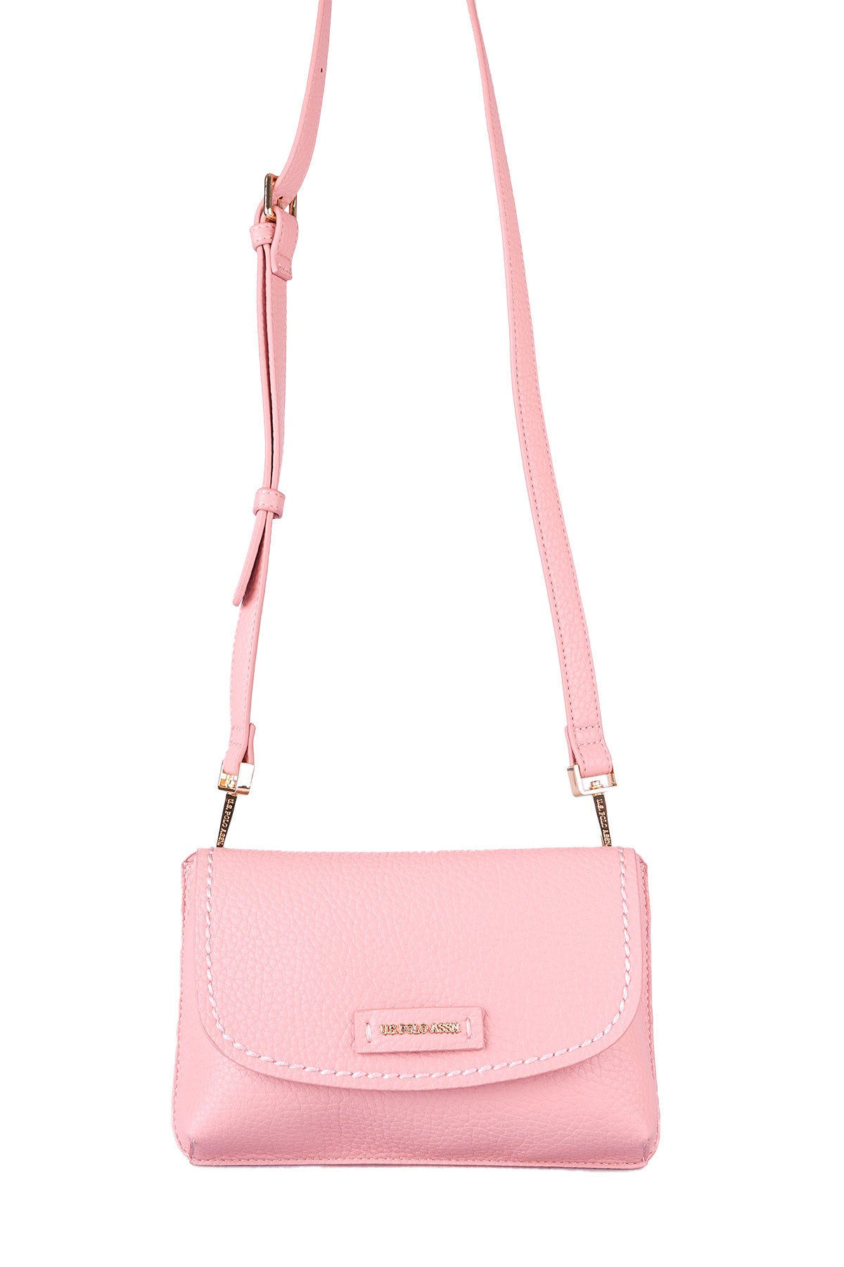 U.S. Polo Assn., Geanta crossbody de piele ecologica cu bareta detasabila, Roz pastel