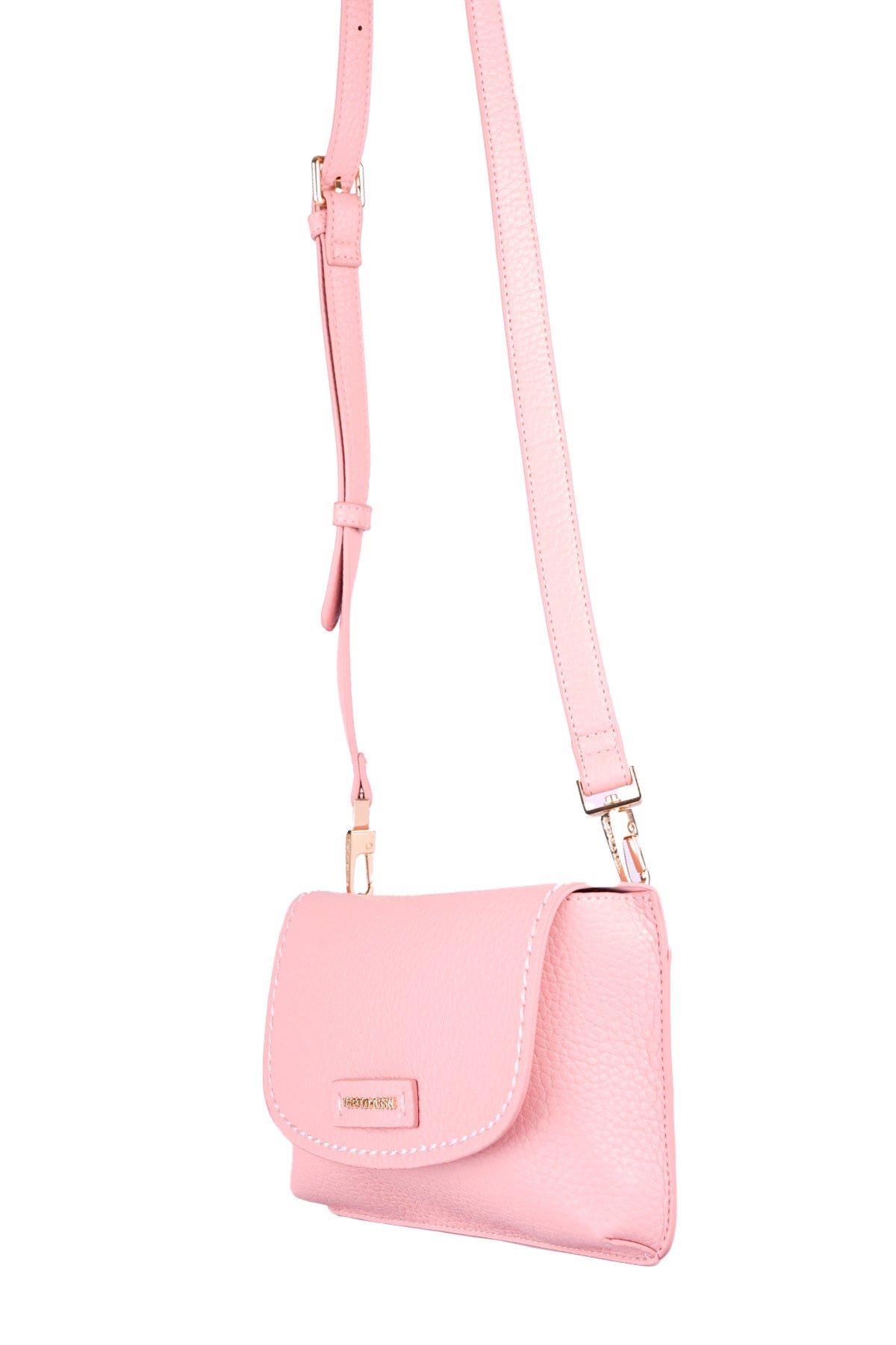 U.S. Polo Assn., Geanta crossbody de piele ecologica cu bareta detasabila, Roz pastel