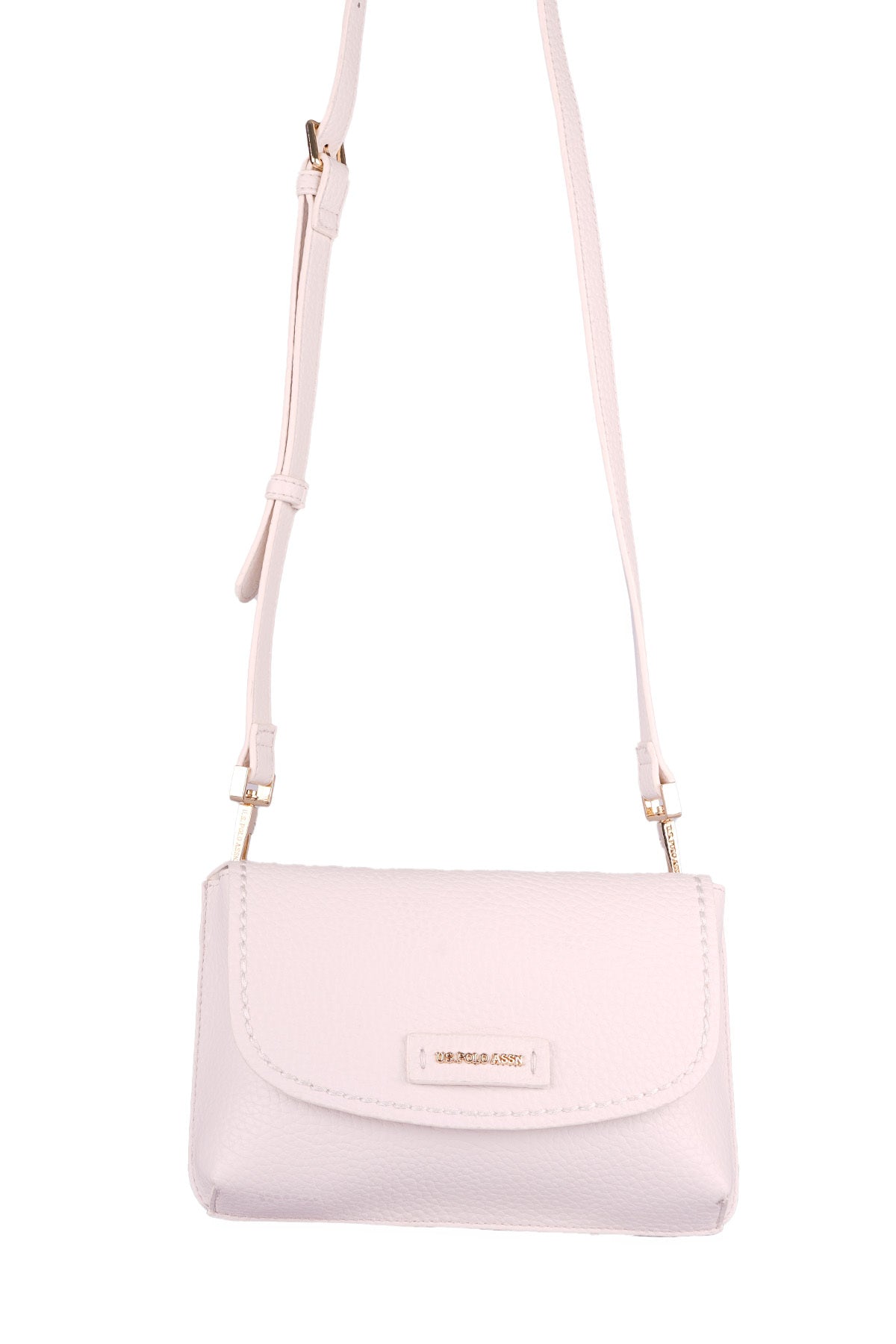 U.S. Polo Assn., Geanta crossbody de piele ecologica cu bareta detasabila, Alb