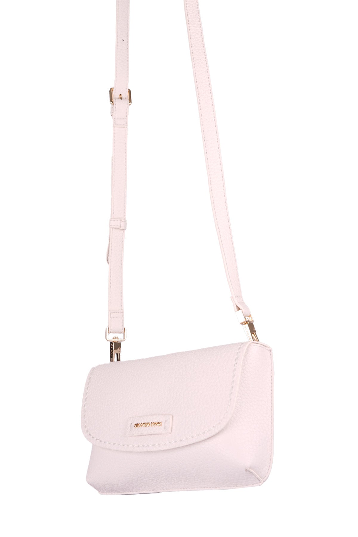 U.S. Polo Assn., Geanta crossbody de piele ecologica cu bareta detasabila, Alb