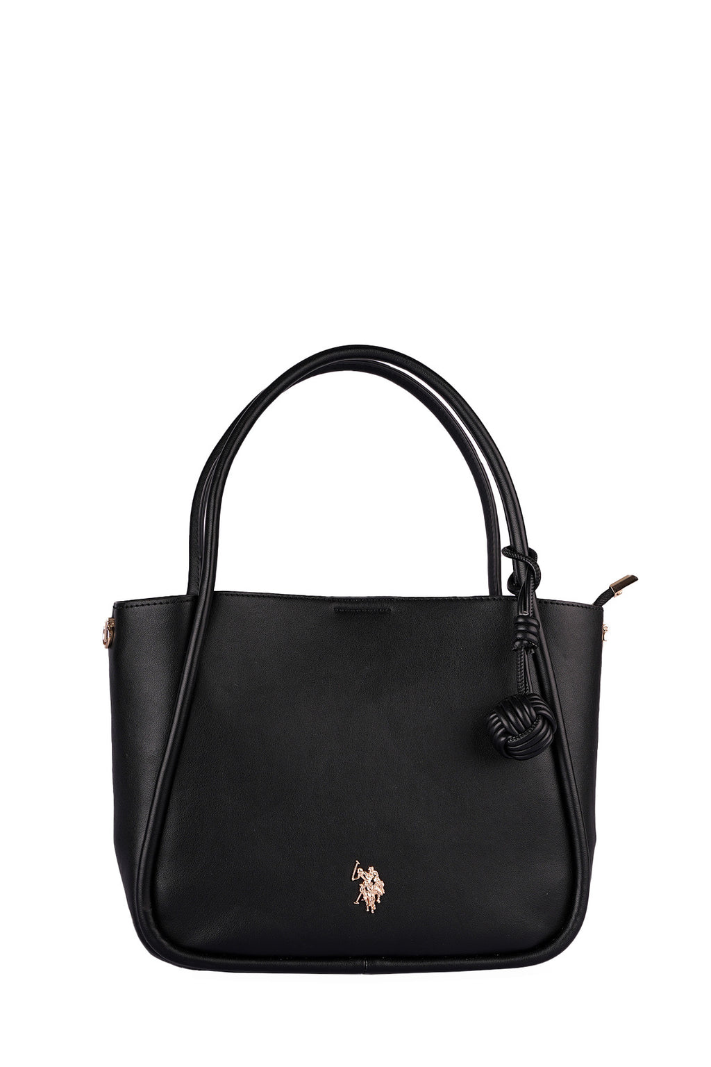 U.S. Polo Assn., Geanta shopper de piele ecologica cu logo metalic, Negru