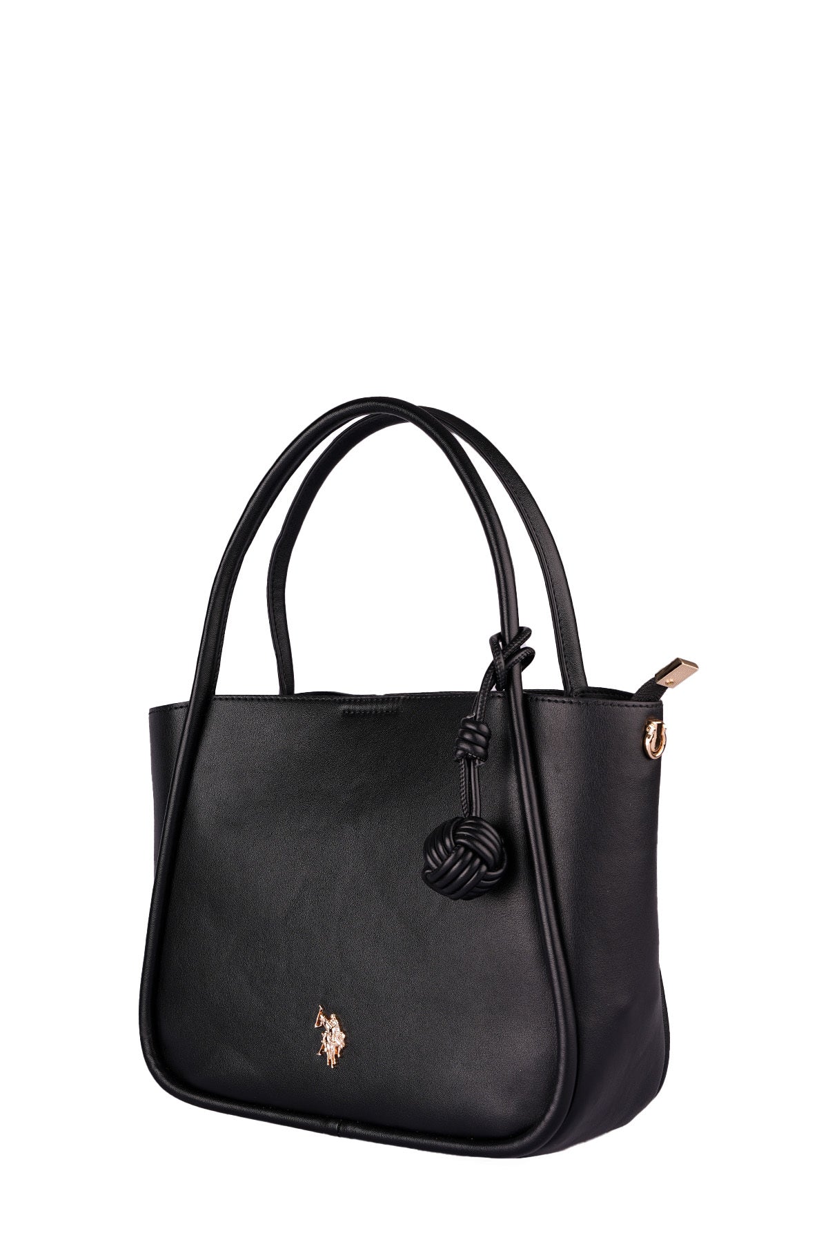 U.S. Polo Assn., Geanta shopper de piele ecologica cu logo metalic, Negru