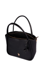 U.S. Polo Assn., Geanta shopper de piele ecologica cu logo metalic, Negru