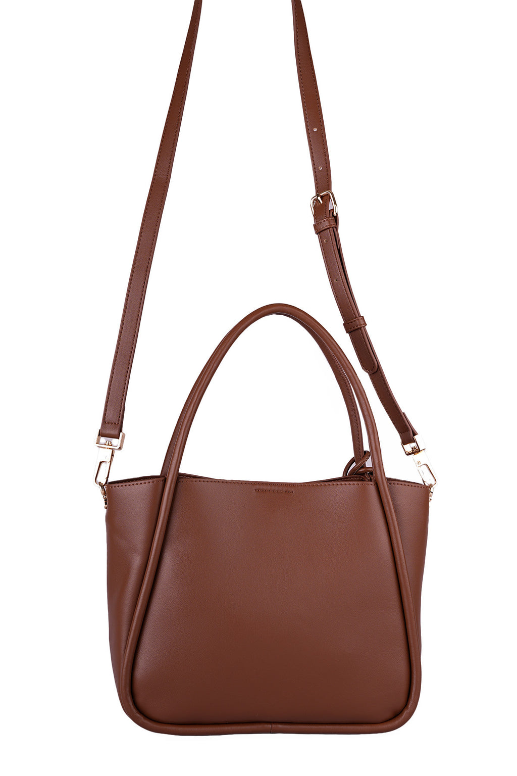 U.S. Polo Assn., Geanta shopper de piele ecologica cu logo metalic, Maro