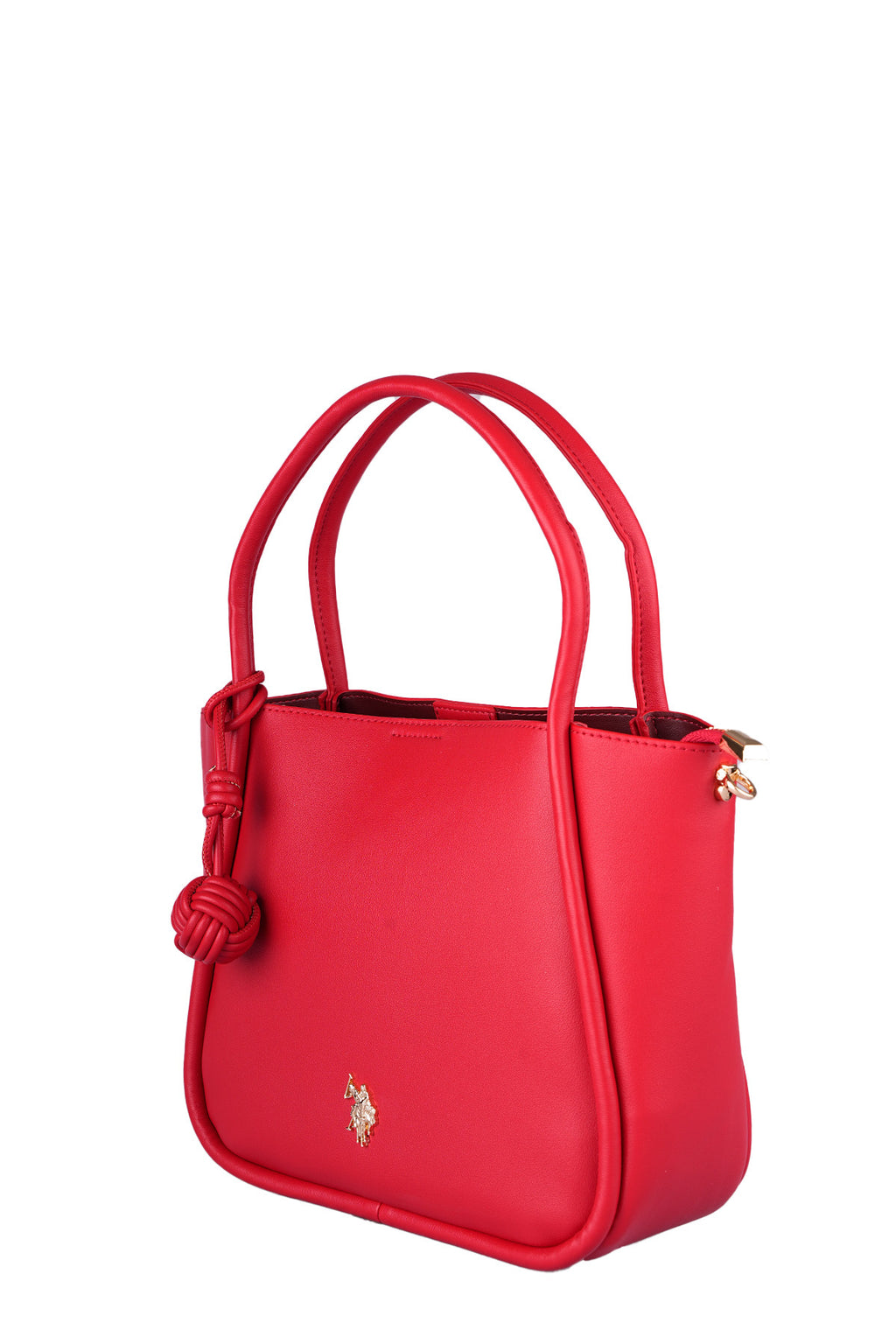 U.S. Polo Assn., Geanta shopper de piele ecologica cu logo metalic, Rosu