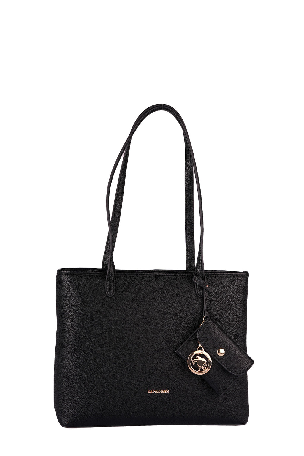 U.S. Polo Assn., Geanta tote cu fermoar si cu etui, Negru