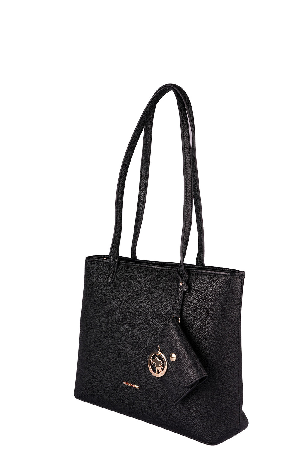 U.S. Polo Assn., Geanta tote cu fermoar si cu etui, Negru