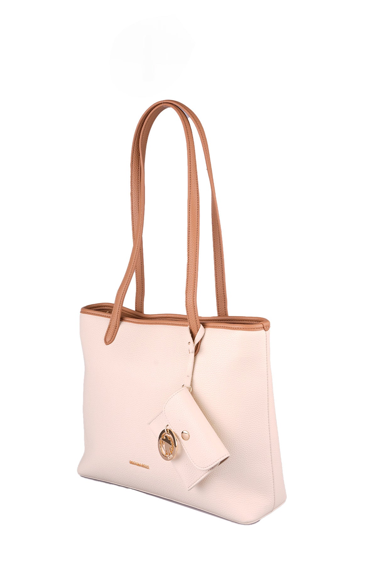 U.S. Polo Assn., Geanta tote cu fermoar si cu etui, Caramel, Roz pal