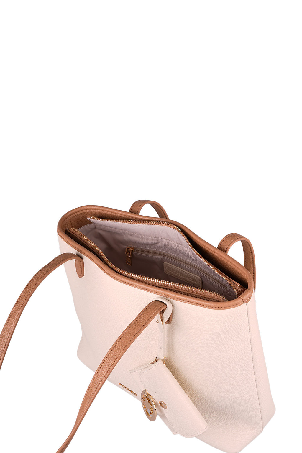 U.S. Polo Assn., Geanta tote cu fermoar si cu etui, Caramel, Roz pal