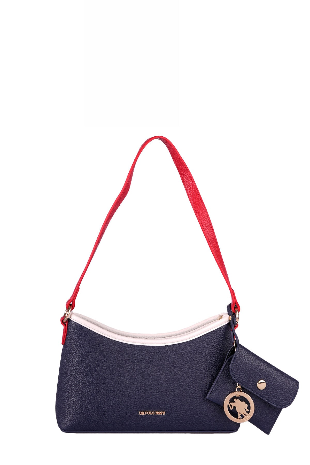 U.S. Polo Assn., Geanta crossbody de piele ecologica cu talisman-etui, Rosu, Alb, Bleumarin