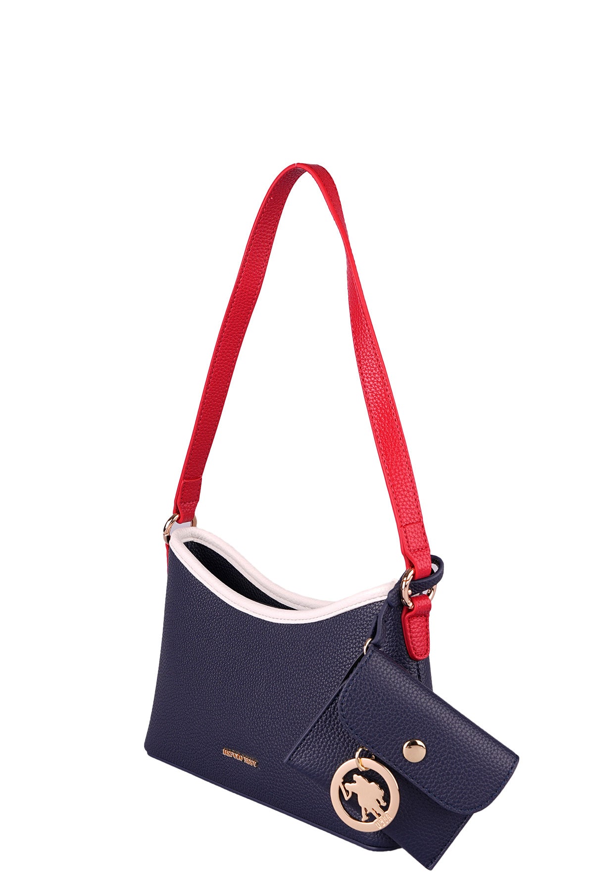 U.S. Polo Assn., Geanta crossbody de piele ecologica cu talisman-etui, Rosu, Alb, Bleumarin